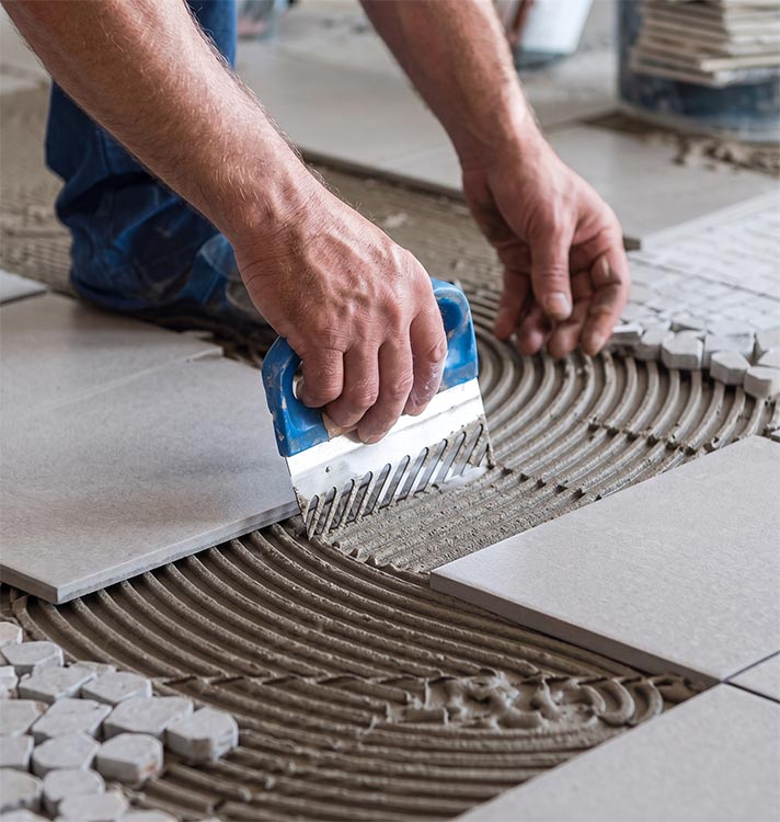 Cement tile application work
